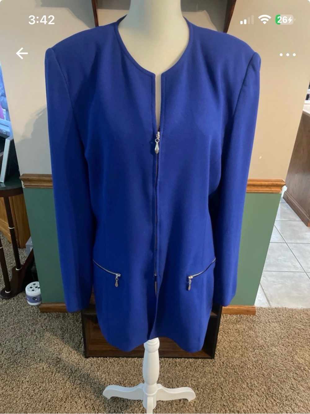 Casual Corner Cobalt Blue Zip-Front Blazer Jacket